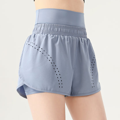 Women Casual Solid Color High Waist Sports Shorts