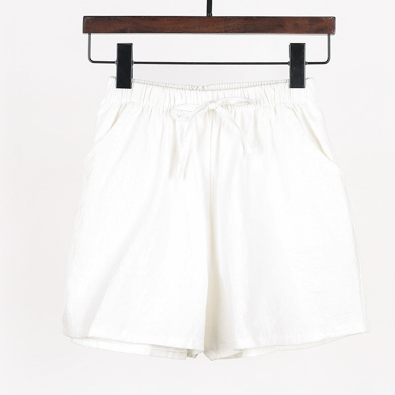 Women Linen Cotton Linen Sports Casual Wide Leg Shorts