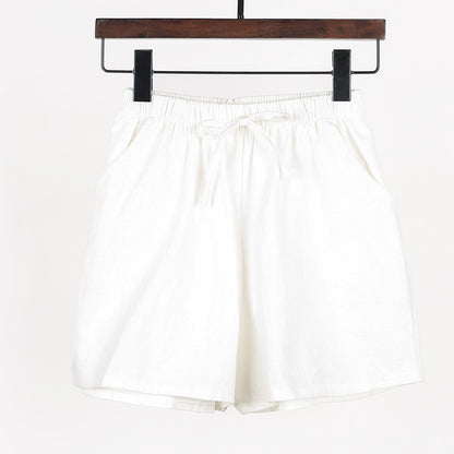 Women Linen Cotton Linen Sports Casual Wide Leg Shorts