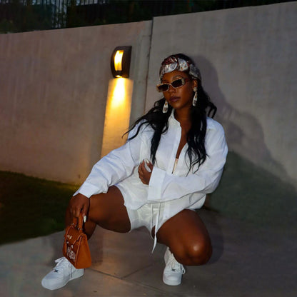 Conjunto de dos piezas formado por blusa y pantalón de manga larga, informal, de color liso para mujer