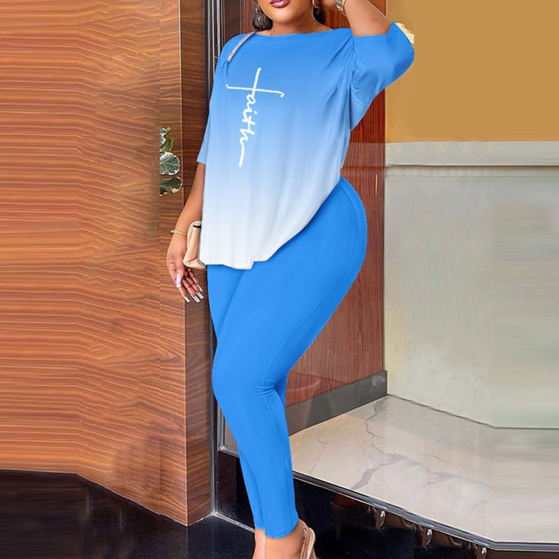 Conjunto de dos piezas con top y pantalones ajustados con espalda descubierta y estampado de rayas geométricas informales a la moda para mujer