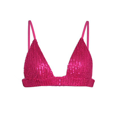 Spring Summer Women Solid Color Sequins Casual Suits Shirts Underwear Straight Pants Sets