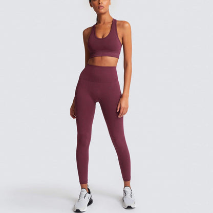Conjunto deportivo de 2 piezas para mujer, informal, de color sólido, sin mangas, con pantalones ajustados