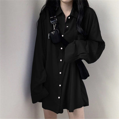 Fleece-Lined Thickened Plus Size Long Sleeve Shirt Women Casual Solid Color Loose Blouse