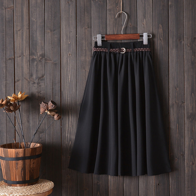 Women Solid Color High Waist Loose Casual Simple Skirt