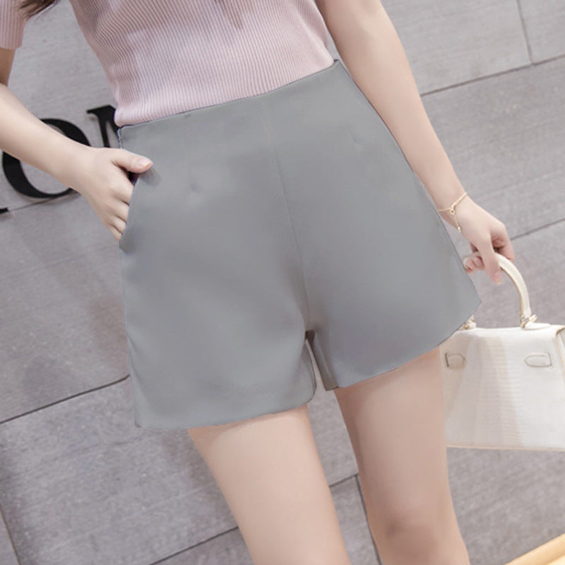 Pantalones cortos holgados de cintura alta y pierna ancha para mujer