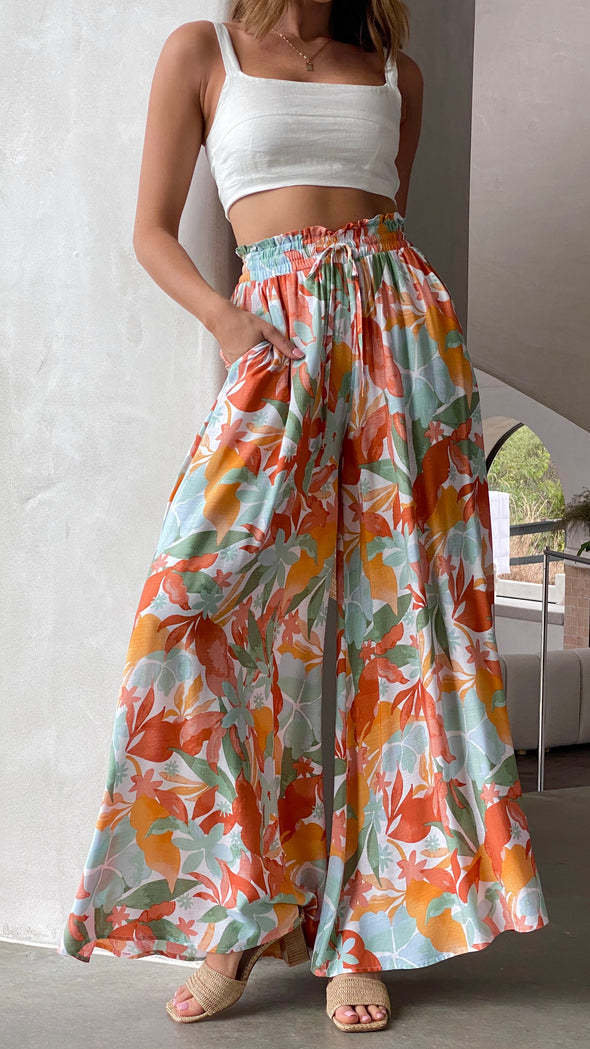 Summer Women Fashion Printed Loose Casual Wide-Leg Pants