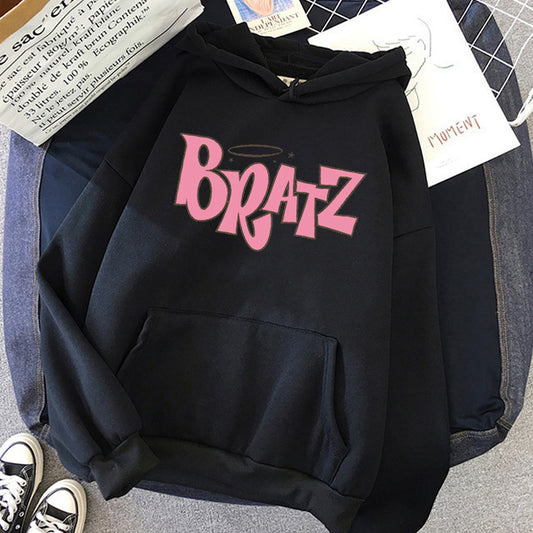 Sudadera con capucha de forro polar con estampado de letras para hombre y mujer, moda informal de otoño e invierno