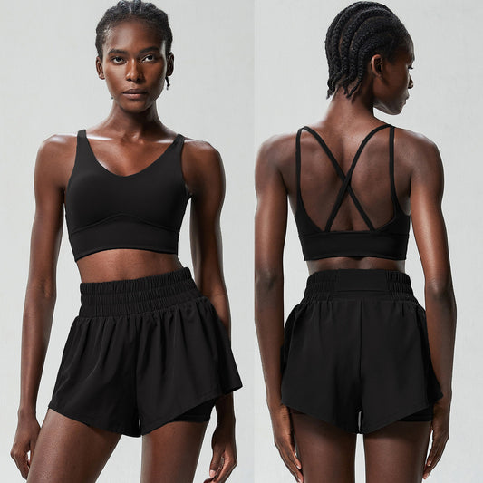 Conjunto de dos piezas de pantalones de yoga deportivos de secado rápido para mujer, informales, de color sólido