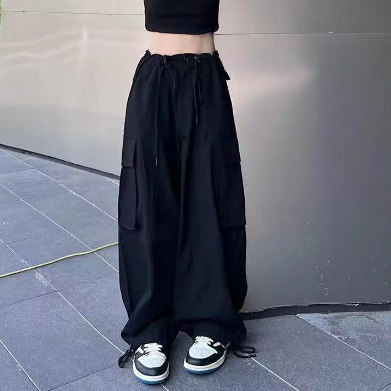 Pantalones cargo casuales de calle para mujer, de color sólido y con bolsillos