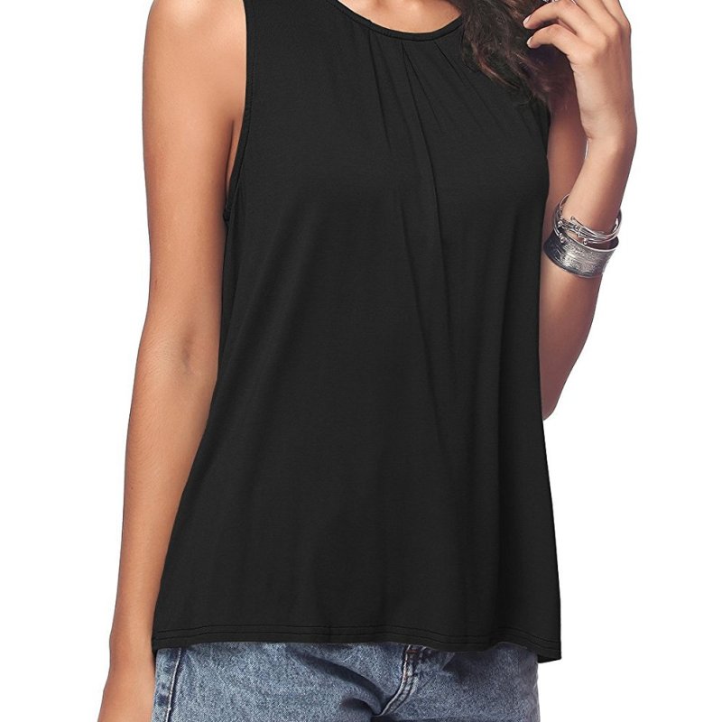 Women Casual Basic Plus Size Summer Solid Color Loose Tank Top