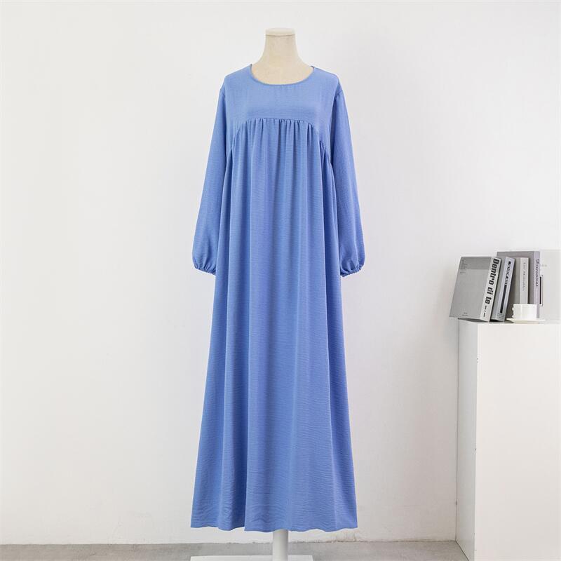 Vestido holgado informal de manga larga de color liso para mujer, talla grande