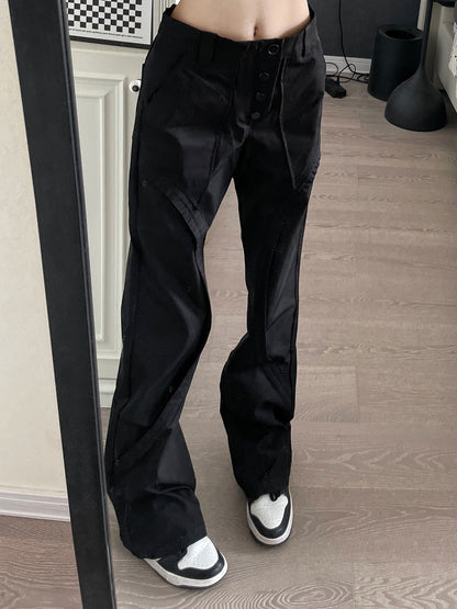Pantalones cargo rectos sueltos de otoño para mujer con diseño de moda informal