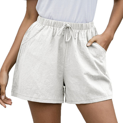 Women Fashion Casual Solid Color Loose Wide Leg Shorts