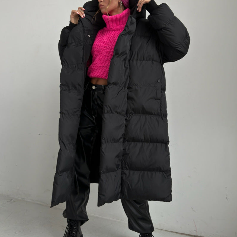 Chaqueta acolchada con capucha larga y cálida informal para mujer para otoño e invierno