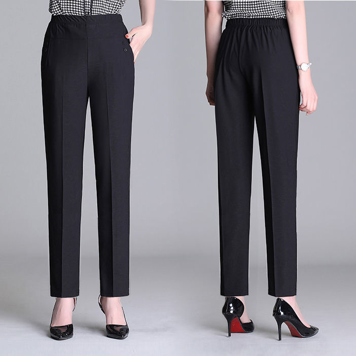 Women'S Casual High Waist Loose Cropped Pants
