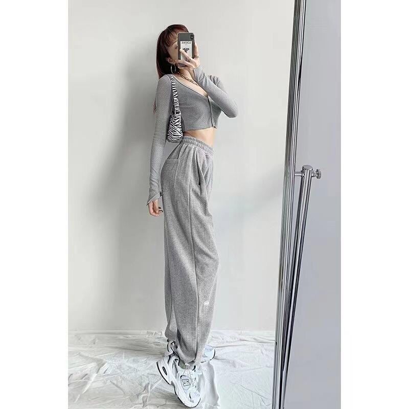 Women Athleisure Letters Print Loose Casual High Waist Straight Jogger Pants