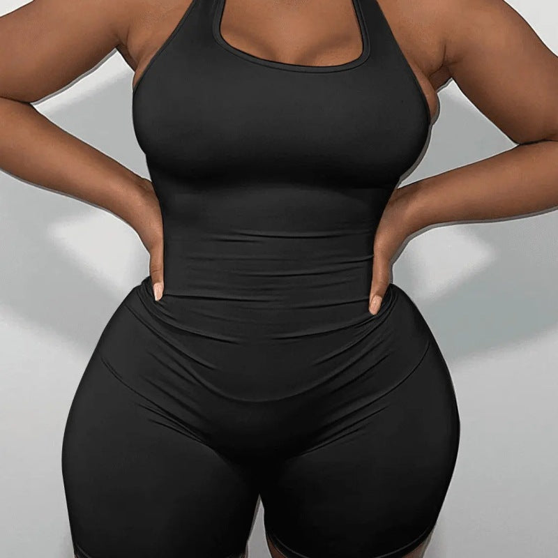 Mono deportivo básico de color liso informal para mujer de talla grande