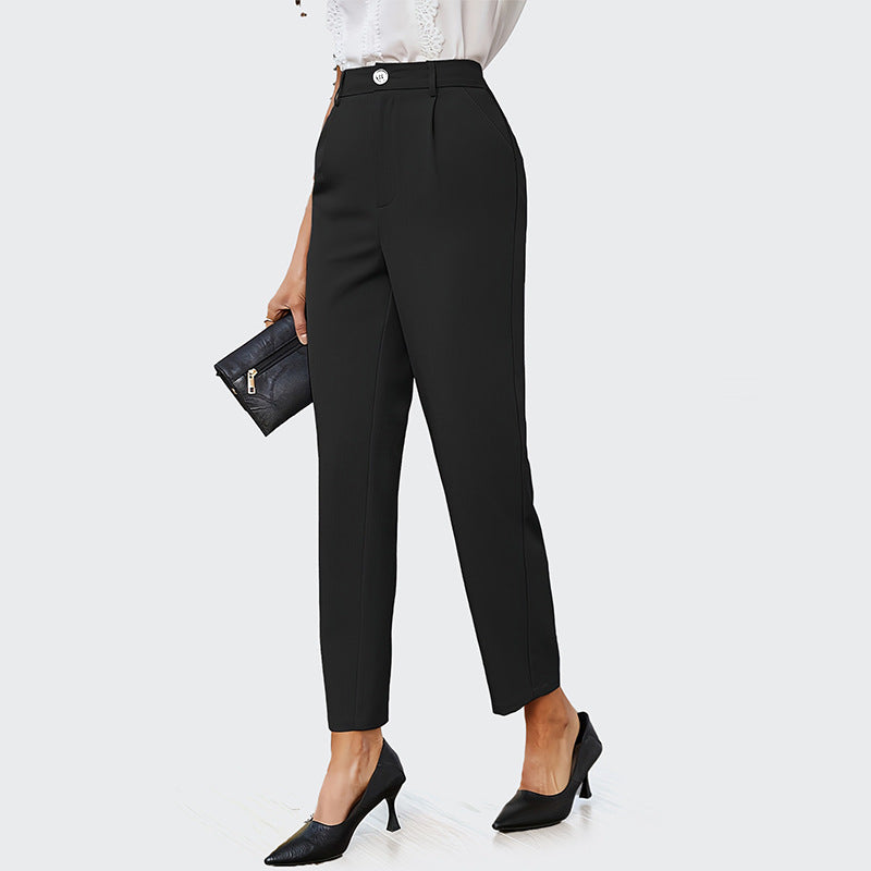 Women Fashion Casual Solid Color Straight Pants