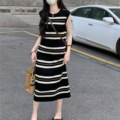Women Casual Stripe Sleeveless Dress
