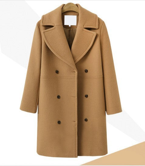 Abrigo cruzado básico de color liso elegante e informal para mujer