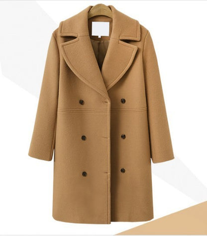 Abrigo cruzado básico de color liso elegante e informal para mujer