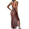 Vestido largo playero de punto calado, informal, de color liso, para vacaciones, para mujer