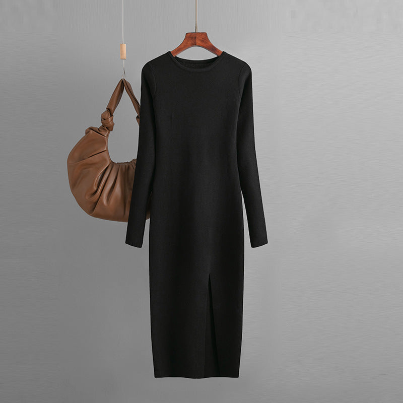 Women Basic Autumn And Winter Casual Solid Color Long Sleeve Knitted Dress