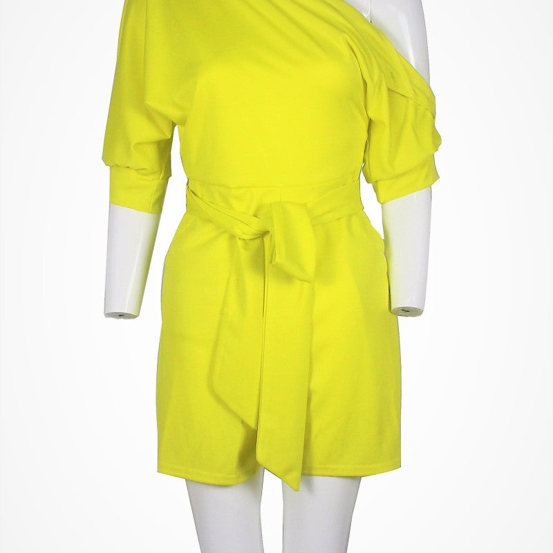 Women Casual Elegant Off-Shoulder Button Down Solid Color Short Sleeve Rompers