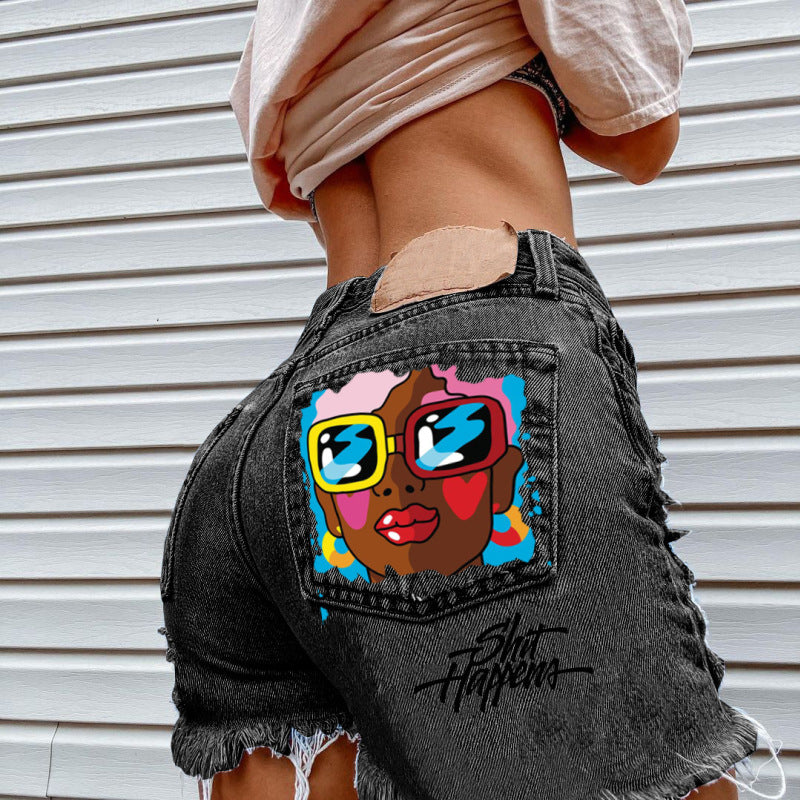 Women Summer Loose Edgy Vintage Casual High Waist Denim Shorts