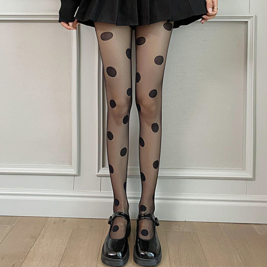 Medias finas de lunares sexys de moda casual para mujer