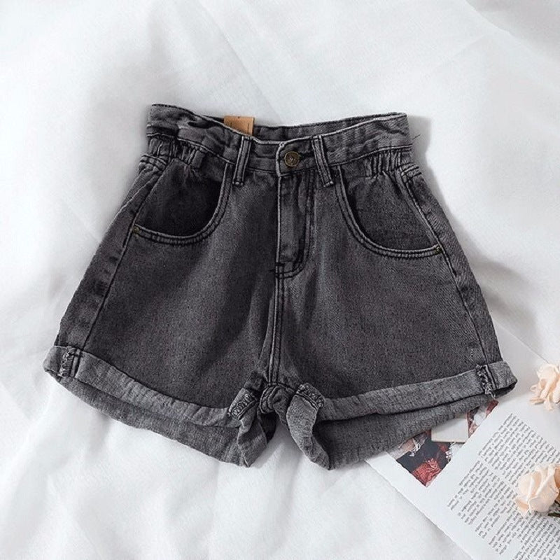 Women Casual Retro High-Waist Loose Denim Shorts