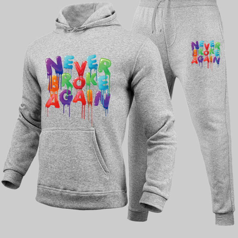 Conjunto deportivo informal con capucha y pantalones deportivos con estampado de letras para pareja
