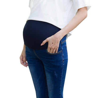 Vaqueros ajustados elásticos de maternidad con soporte abdominal para mujeres embarazadas
