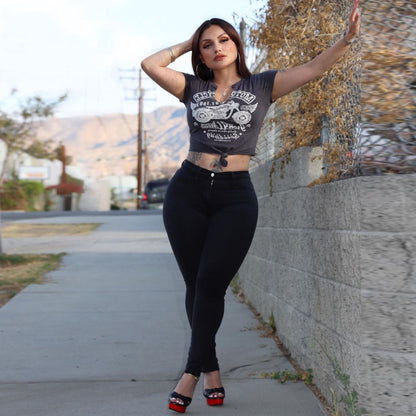 Women Casual Tight High-Waist Elastic Pencil Skinny Jeans