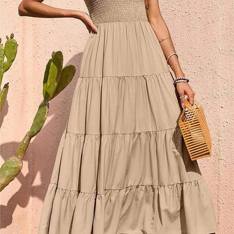 Vestido casual básico de verano para mujer, liso, corte A, estilo swing