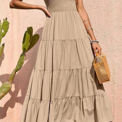 Vestido casual básico de verano para mujer, liso, corte A, estilo swing