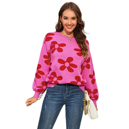 Women Casual Autumn And Winter Round Neck Knitted Sweater