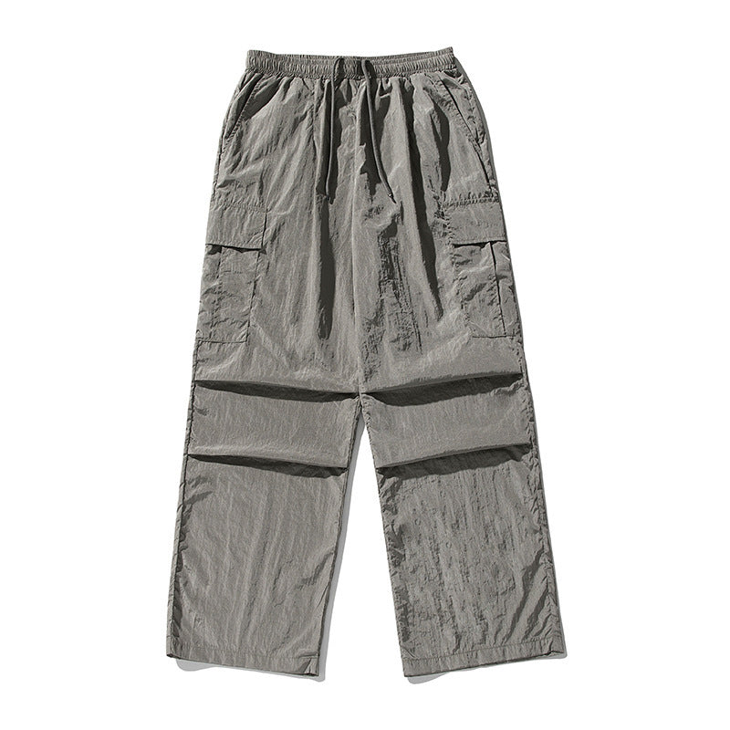 Women Simple Metal Nylon Sports Casual Cargo Pants
