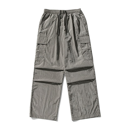 Women Simple Metal Nylon Sports Casual Cargo Pants