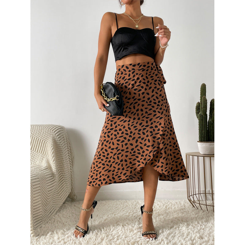 Women Casual Elegant Polka Dot Printed Split Skirt