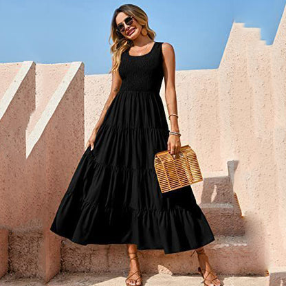 Vestido casual básico de verano para mujer, liso, corte A, estilo swing