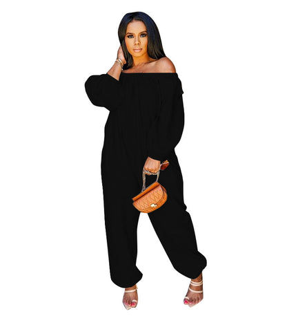 Women Solid Color Casual Off-The-Shoulder Jumpsuits