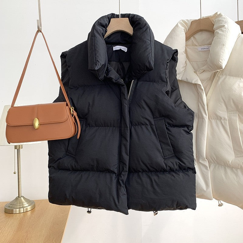 Casual Women Winter Stand-Up Collar Sleeveless Padded Vest Quilted Coat
