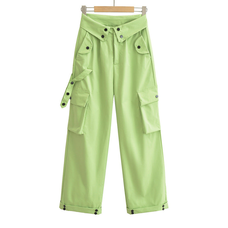 Women Casual Solid Color Loose Street Cargo Pants