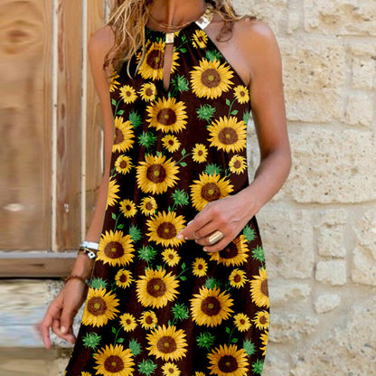Women Elegant Casual Summer Halter Halter Floral Printed Dress