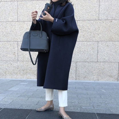 Abrigo informal elegante básico de invierno para mujer, color liso