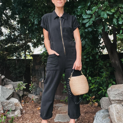 Plus Size Summer New Women Casual Fashion Solid Color Short Sleeve Lapel Zipper Cargo Jumpsuits