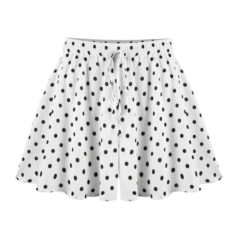 Pantalones cortos holgados de cintura alta de gasa para mujer, informales, con estampado, talla grande