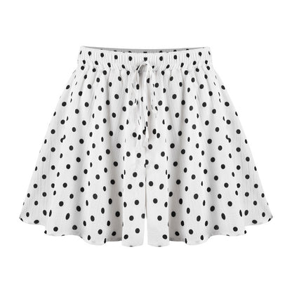 Pantalones cortos holgados de cintura alta de gasa para mujer, informales, con estampado, talla grande